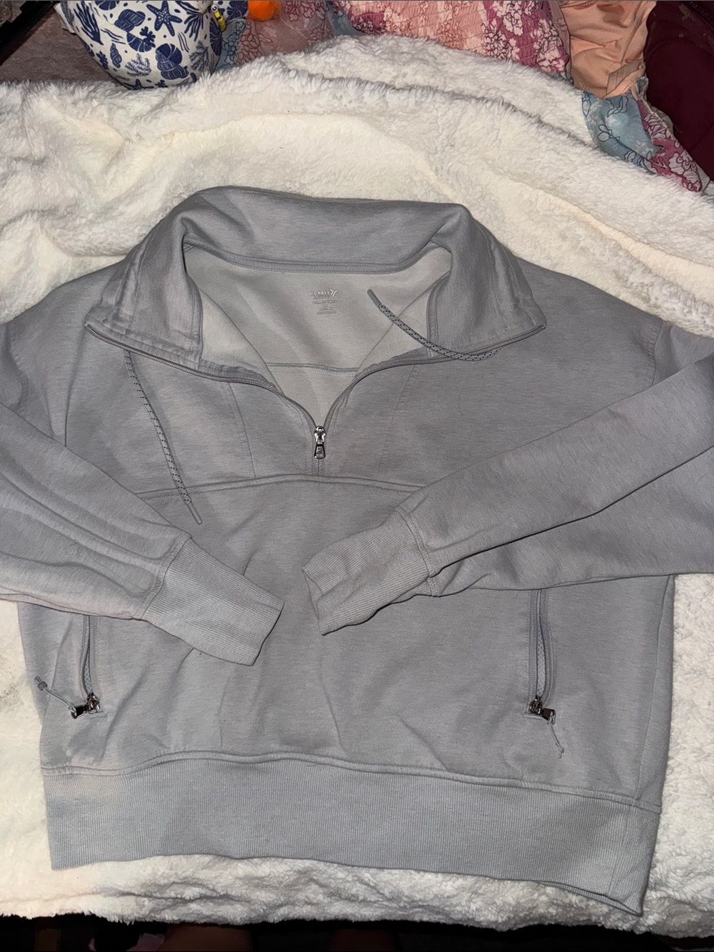 Old Navy Light Gray Quarter-Zip Pullover Jacket